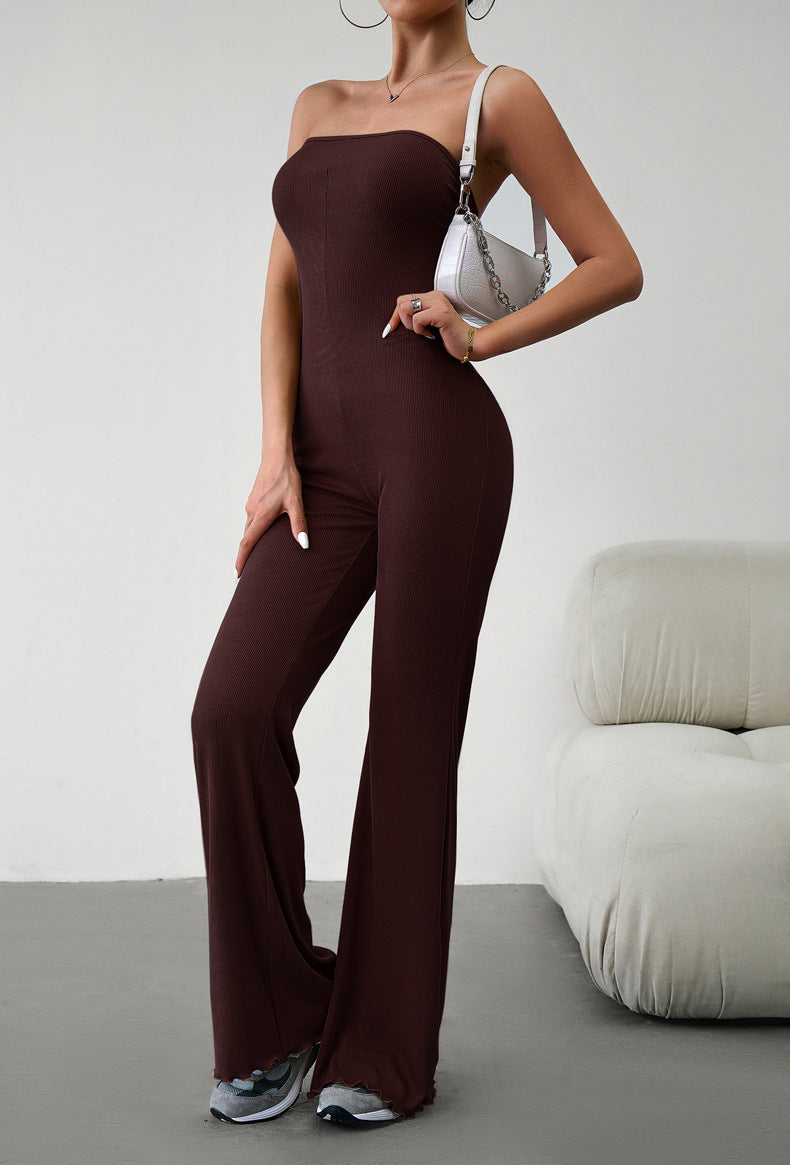 Strapless Lace-Up Jumpsuit