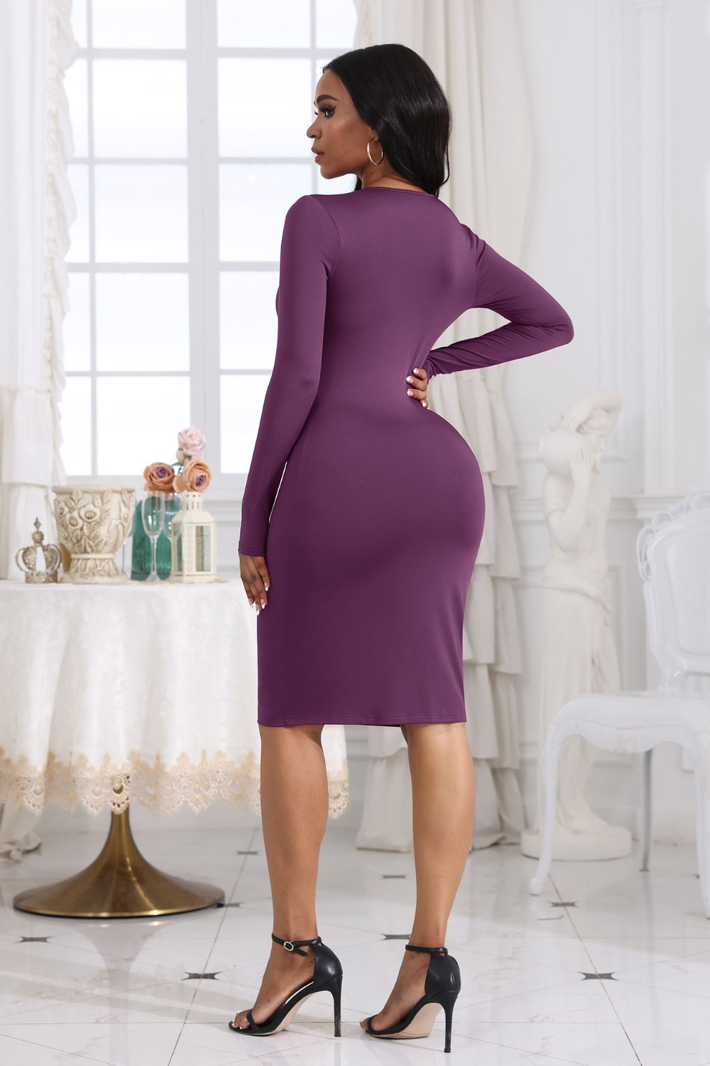 Cutout Twisted Long Sleeve Dress