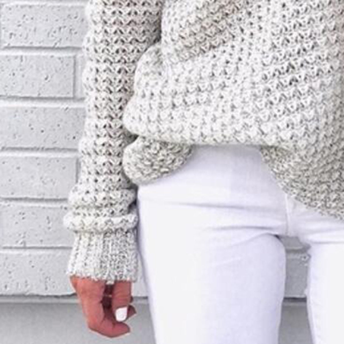 Openwork Off-Shoulder Sweater